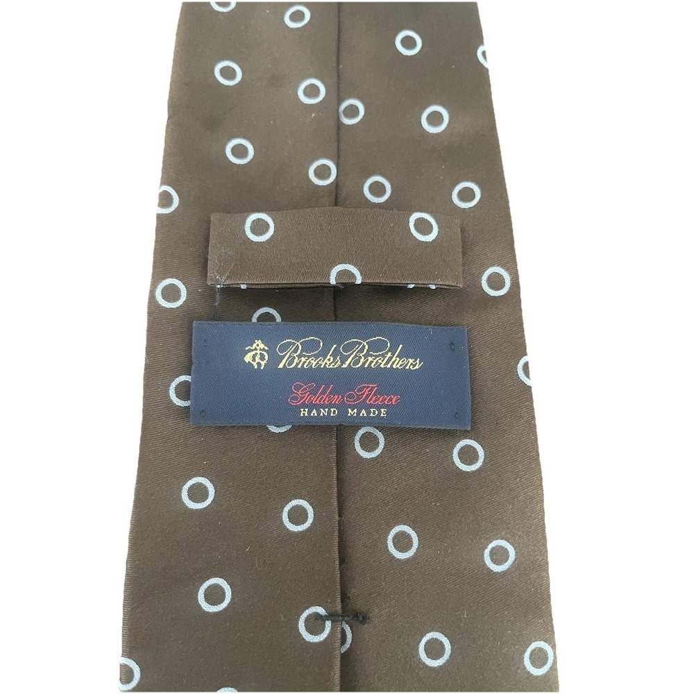 BROOKS BROTHERS Golden Fleece Brown Blue Circle Silk Neck Tie 58" X 4"‎